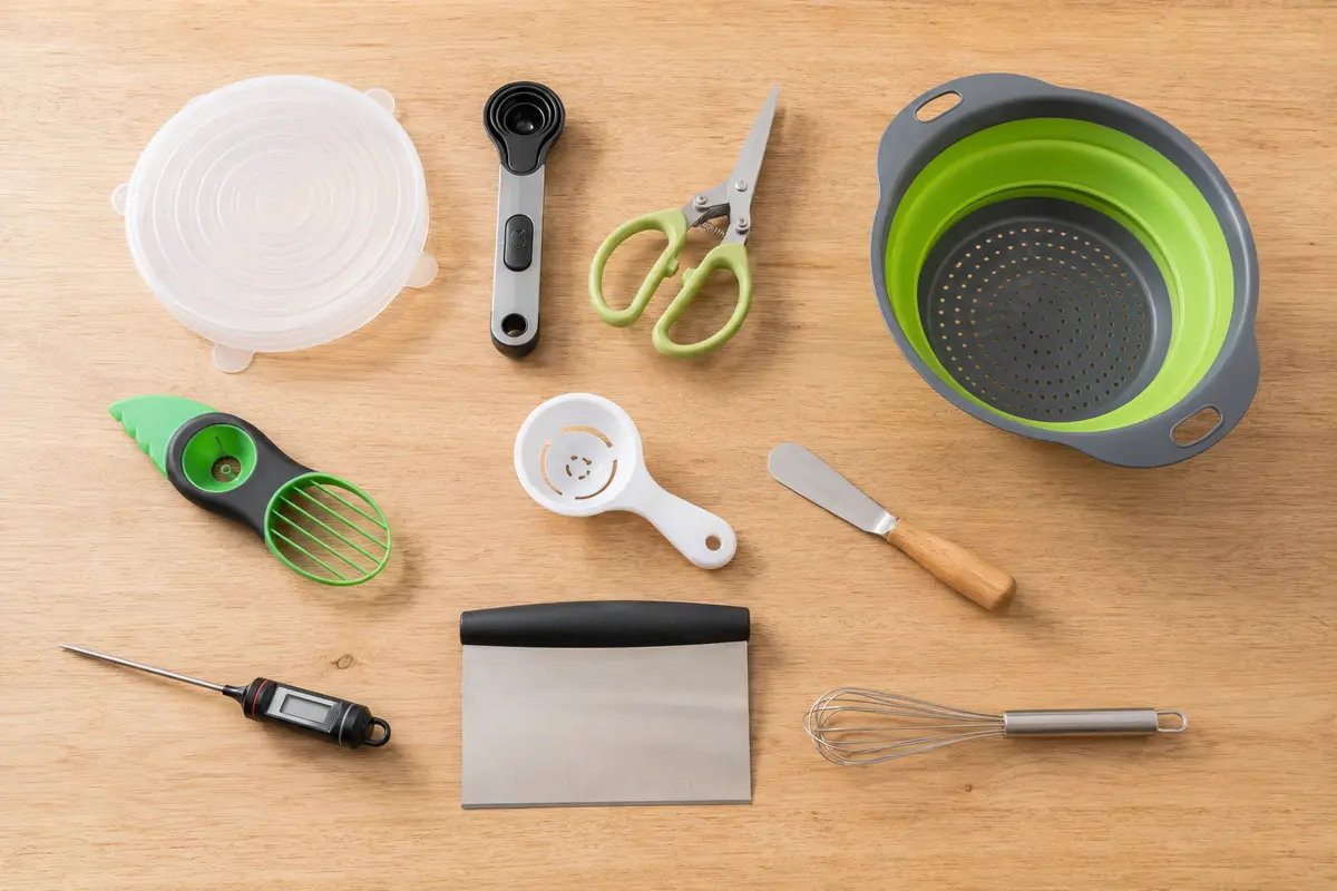 Everyday kitchen gadgets sorted into practical drawer zones